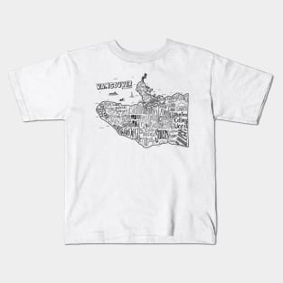Vancouver Canada Illustrated Map Kids T-Shirt